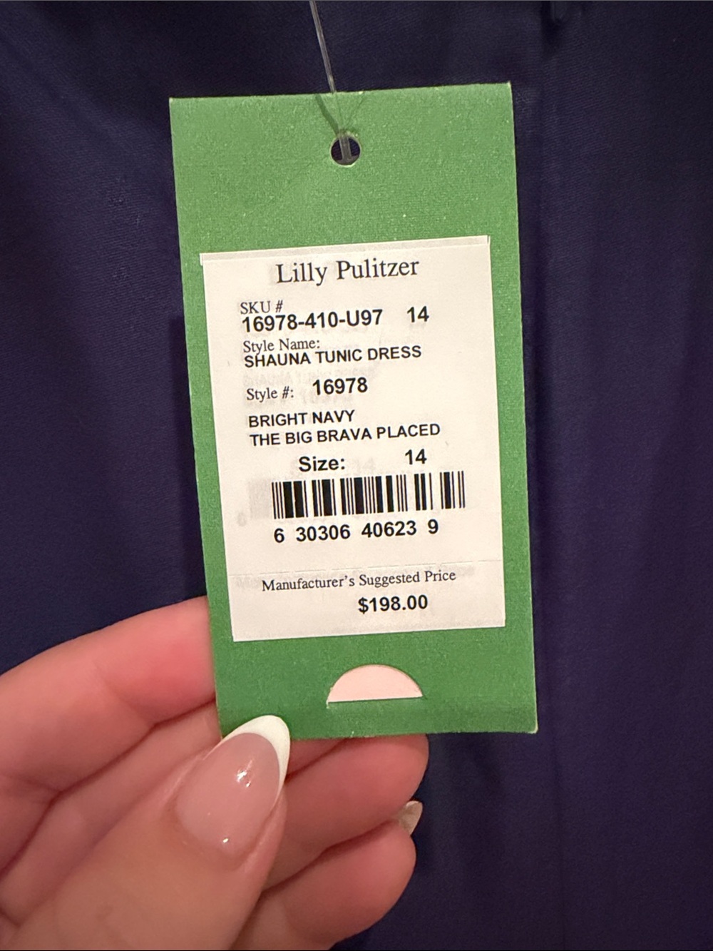 Lilly Pulitzer Navy Dress with Pink Floral Border - Picture 4 of 4